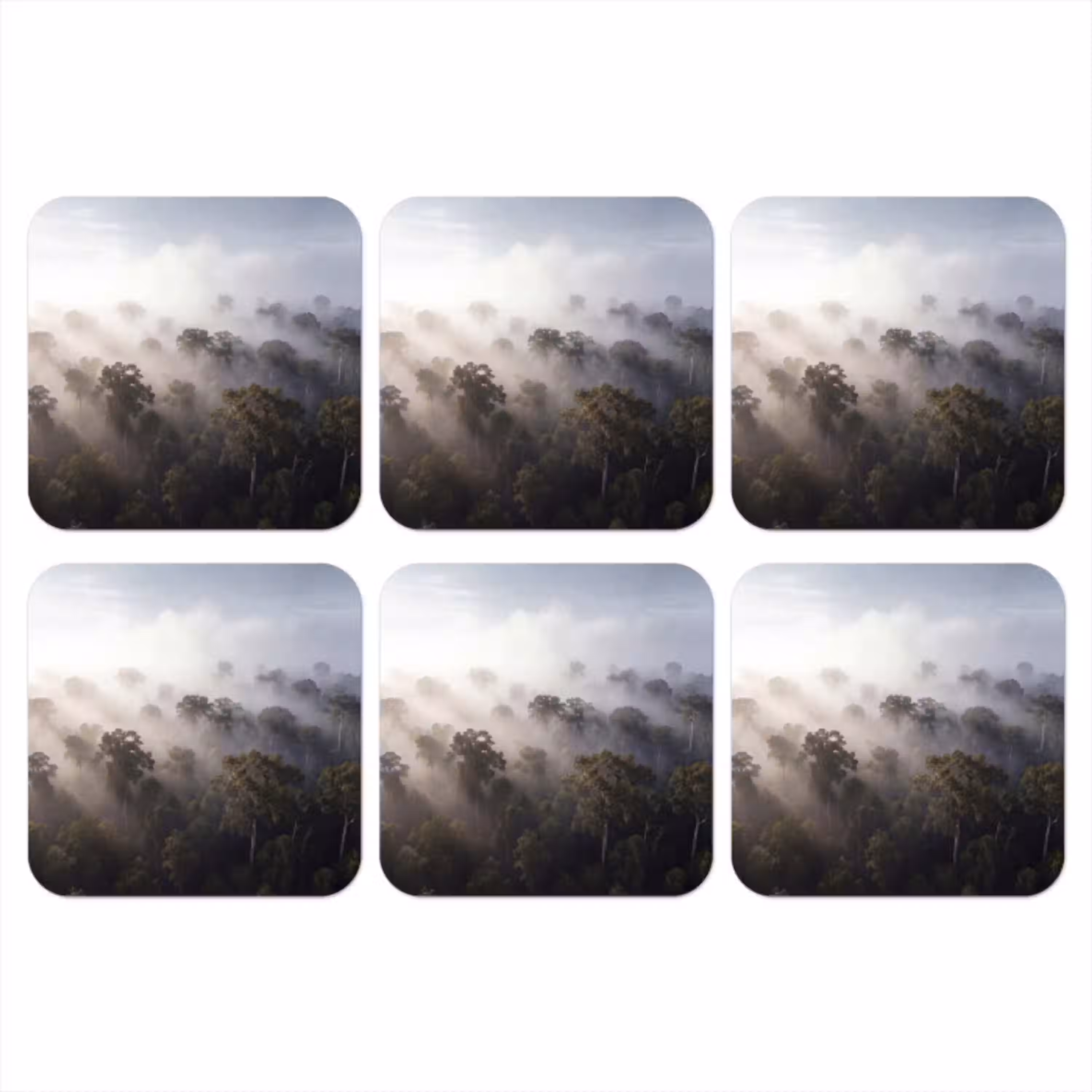 Bos - Mist - Natuur - Groen onderzetter kurk middel -3d