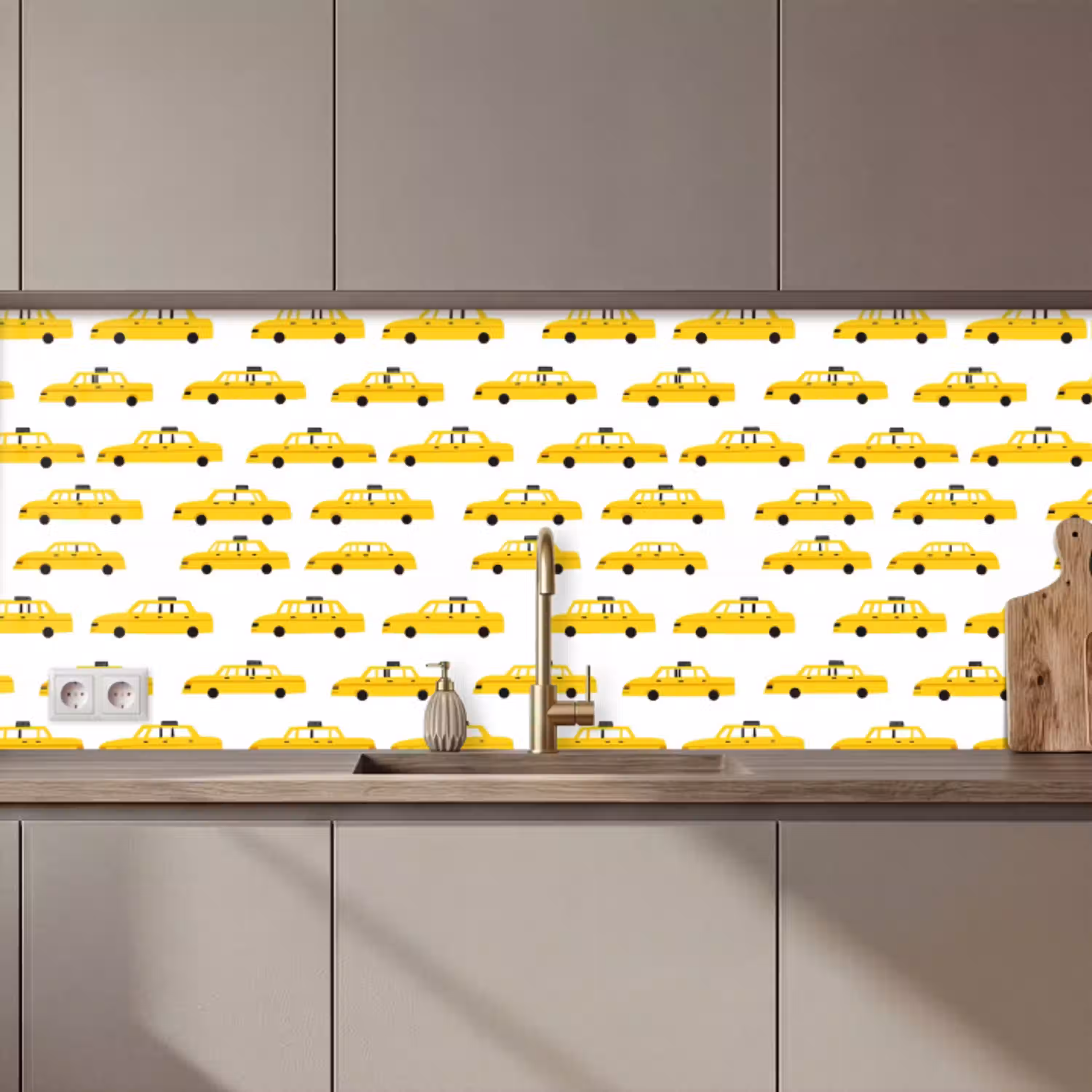 Taxi - Iconisch - Geel keuken achterwand 2 middel 871 zz_3dshopping