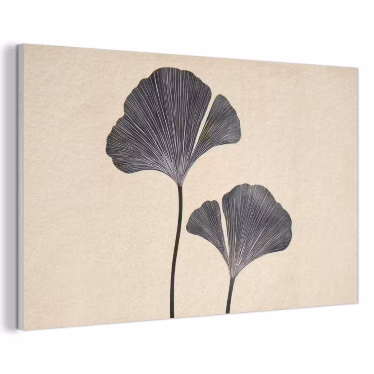 Akoestisch schilderij - Bladeren - Minimalistisch - Zwart