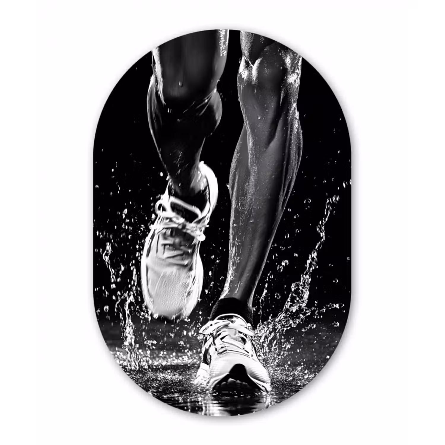 Glasbild Oval - Laufschuhe - Laufen - Drops - Schwarz