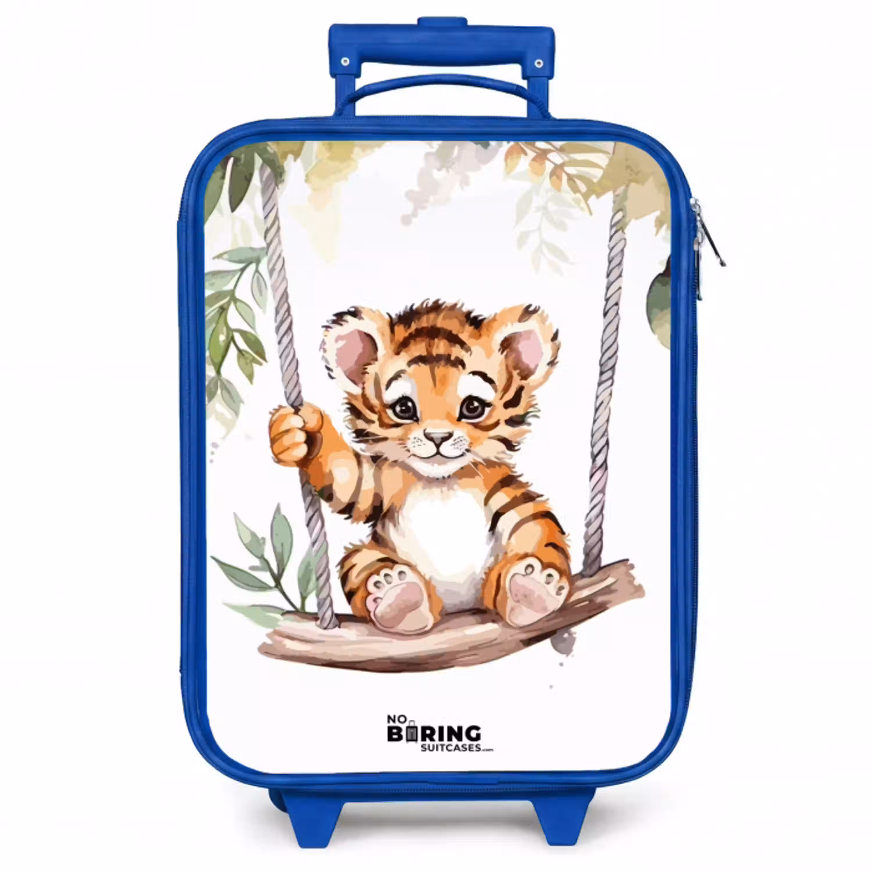 Schommelend tijgerwelpje waterverf tekening Kinderkoffer - Blauw klein -zzz_website3d