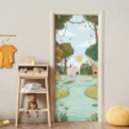 Jungle - Oase - Dieren - Kleurrijk deurposter klein -sfeer4