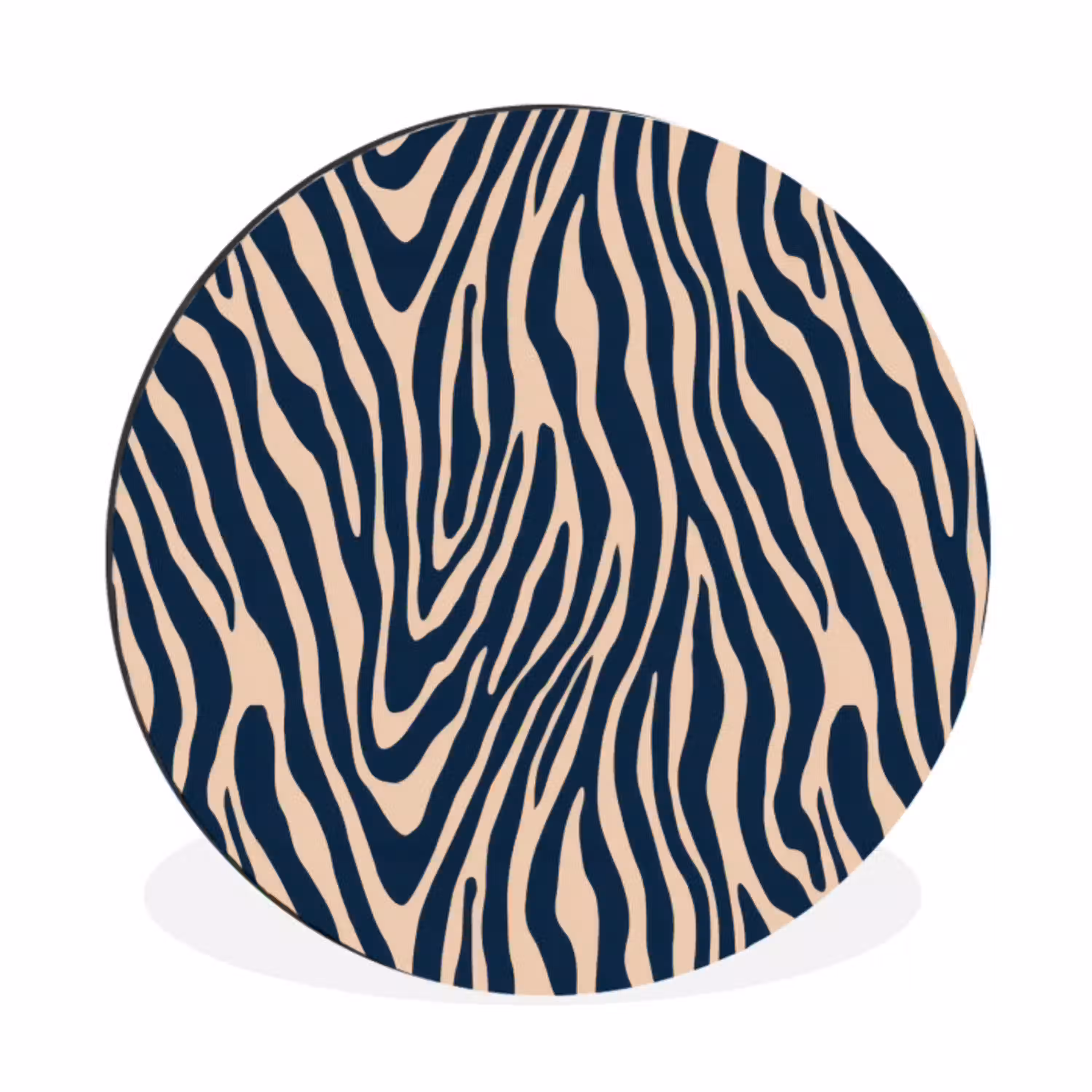 Zebra - Patroon - Blauw - Beige Wandcirkel aluminium klein 190 -3d