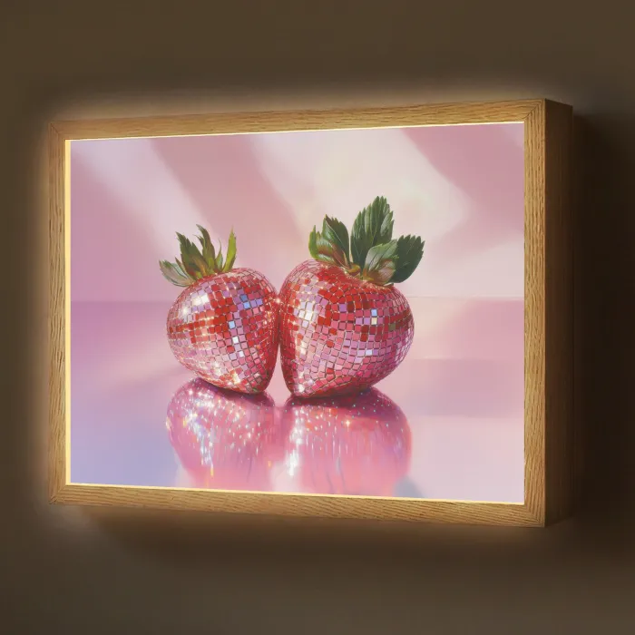 Disco - Fruit - Glitter - Strawberry Light Box met batterij (Wandlamp) middel -z3d_website