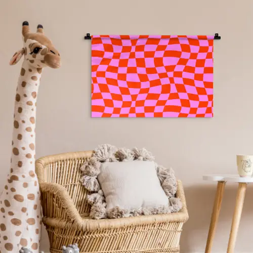 Blokken - Roze - Rood - Patroon Wandkleed katoen klein 269 -wsfeer5_kind