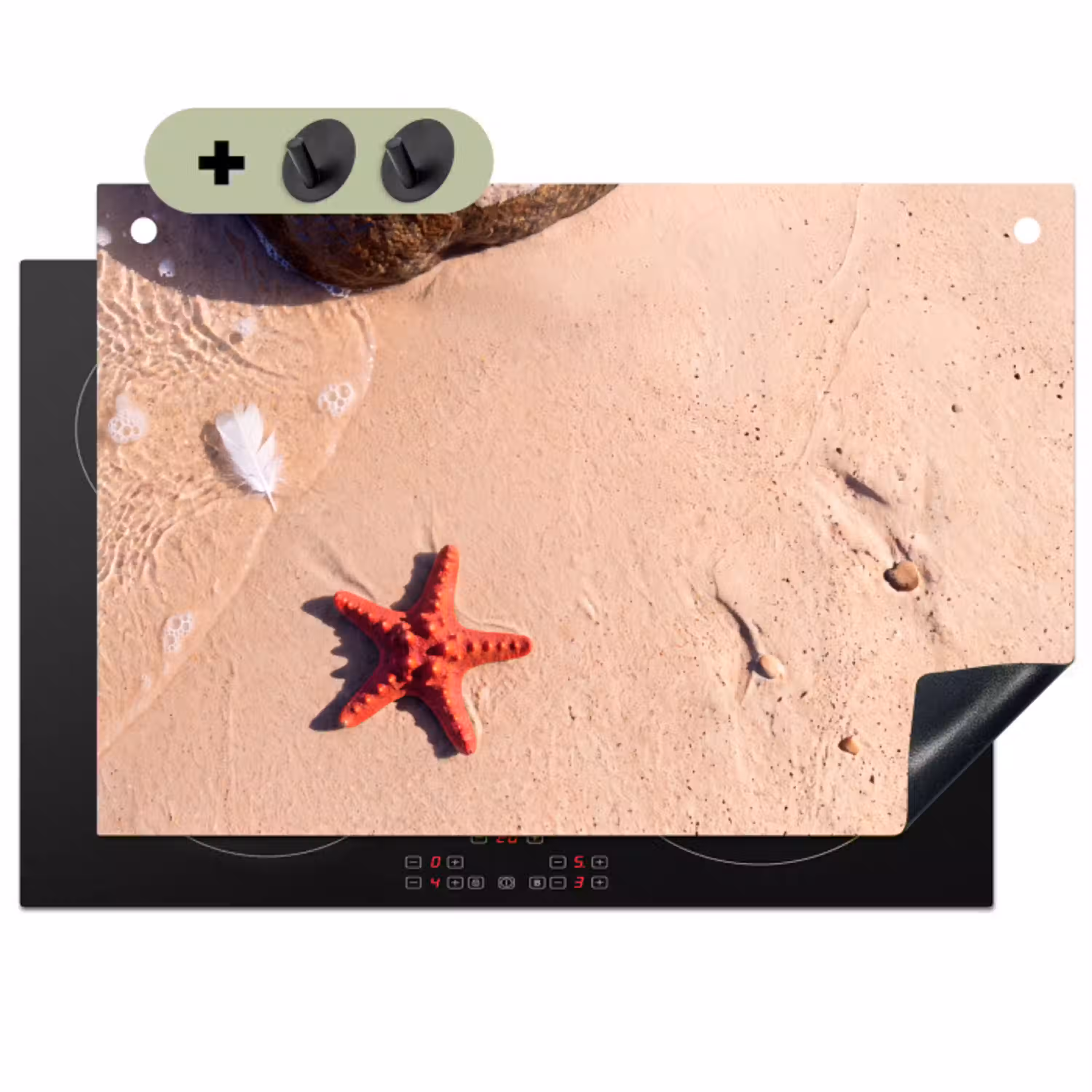 Dieren - Strand - Zee - Natuur - Rood Inductie beschemer met haakjes klein -3d