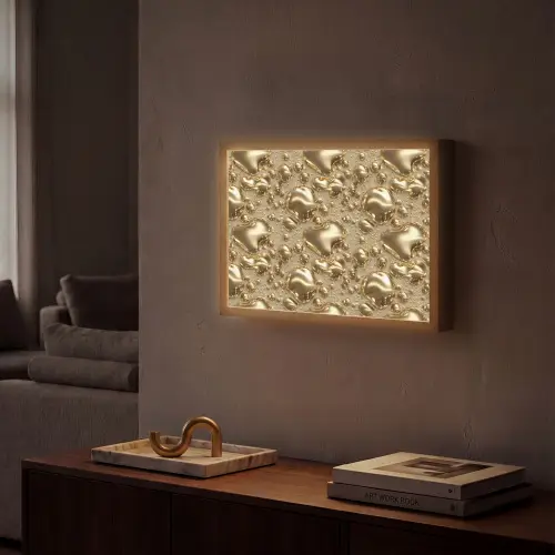 Druppels - Organisch - Goud Light Box met batterij (Wandlamp) middel 907 -sfeer1
