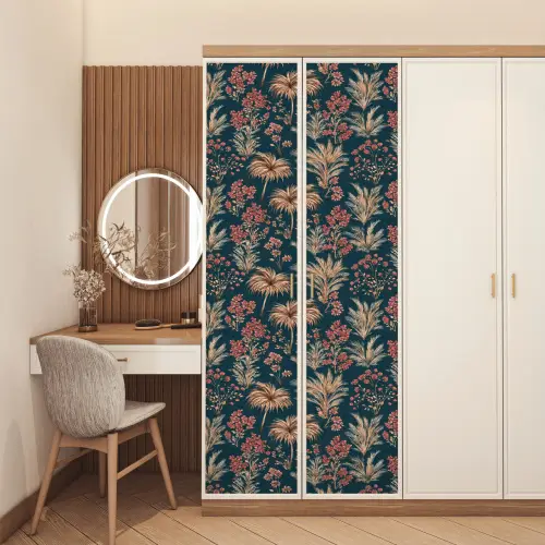 Botanisch - Patroon - Blauw deurposter klein 289 -sfeer3