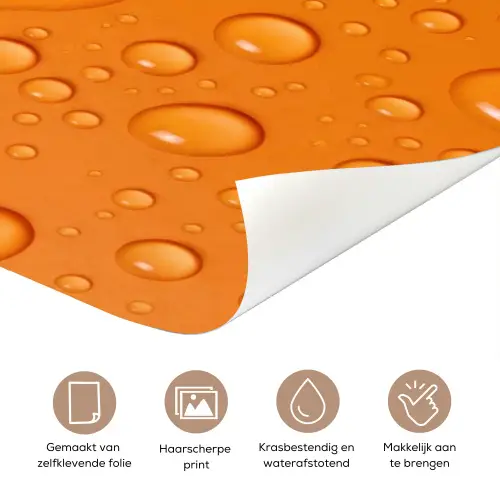 Water - Druppels - Oranje deurposter klein -closeup_NL