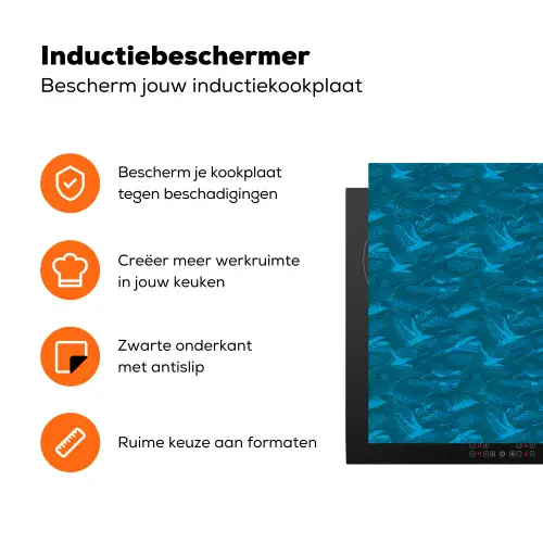 Vogels - Blauw -  Levendig Inductie beschermer vinyl 3mm klein 276 -zzzzzzz-td-ups