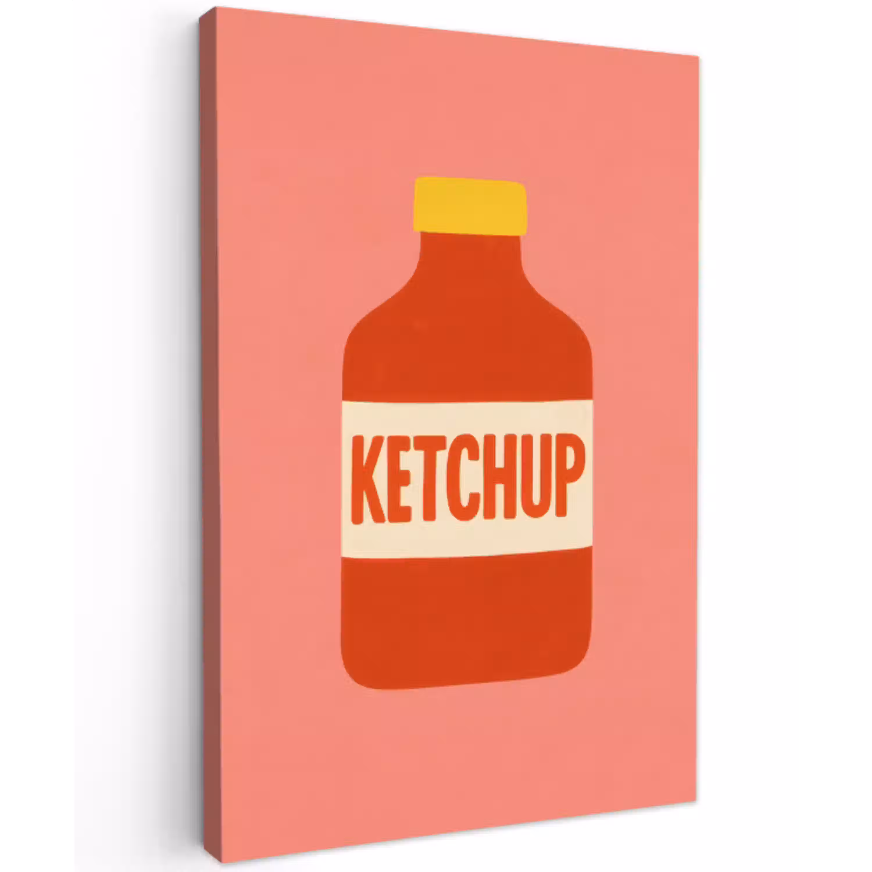 Ketchup - Fles - Rood - Minimalistisch Tuinposter op houten frame 2 cm dik middel -3d