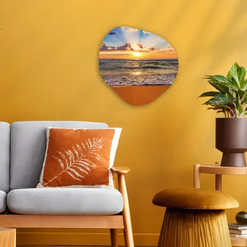 Strand - Zonsondergang - Zee - Wolken - Horizon Wandcirkel Organisch Forex 3mm klein -sfeer4