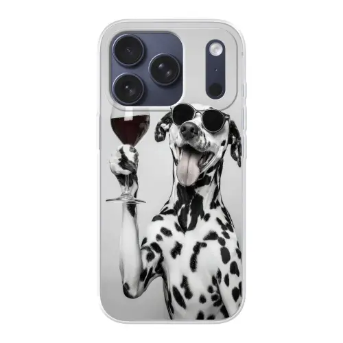 Zonnebril - Dalmatiër - Wijnglas - Tong Telefoonhoesje iPhone 17 Pro klein -3d