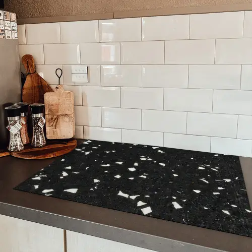 Abstract Mozaïek van Terrazzo Inductie beschermer vinyl 3mm klein -sfeer3