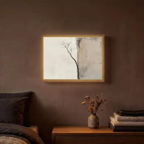 Wabi sabi - Plant - Beige Light Box met batterij (Wandlamp) middel -sfeer4