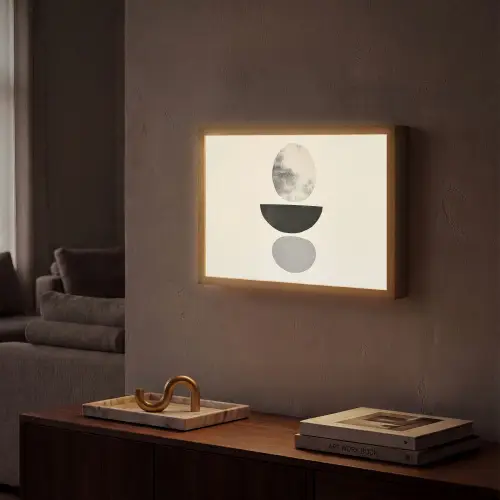 Beige - Japandi - Wabi sabi Light Box met batterij (Wandlamp) middel -sfeer1