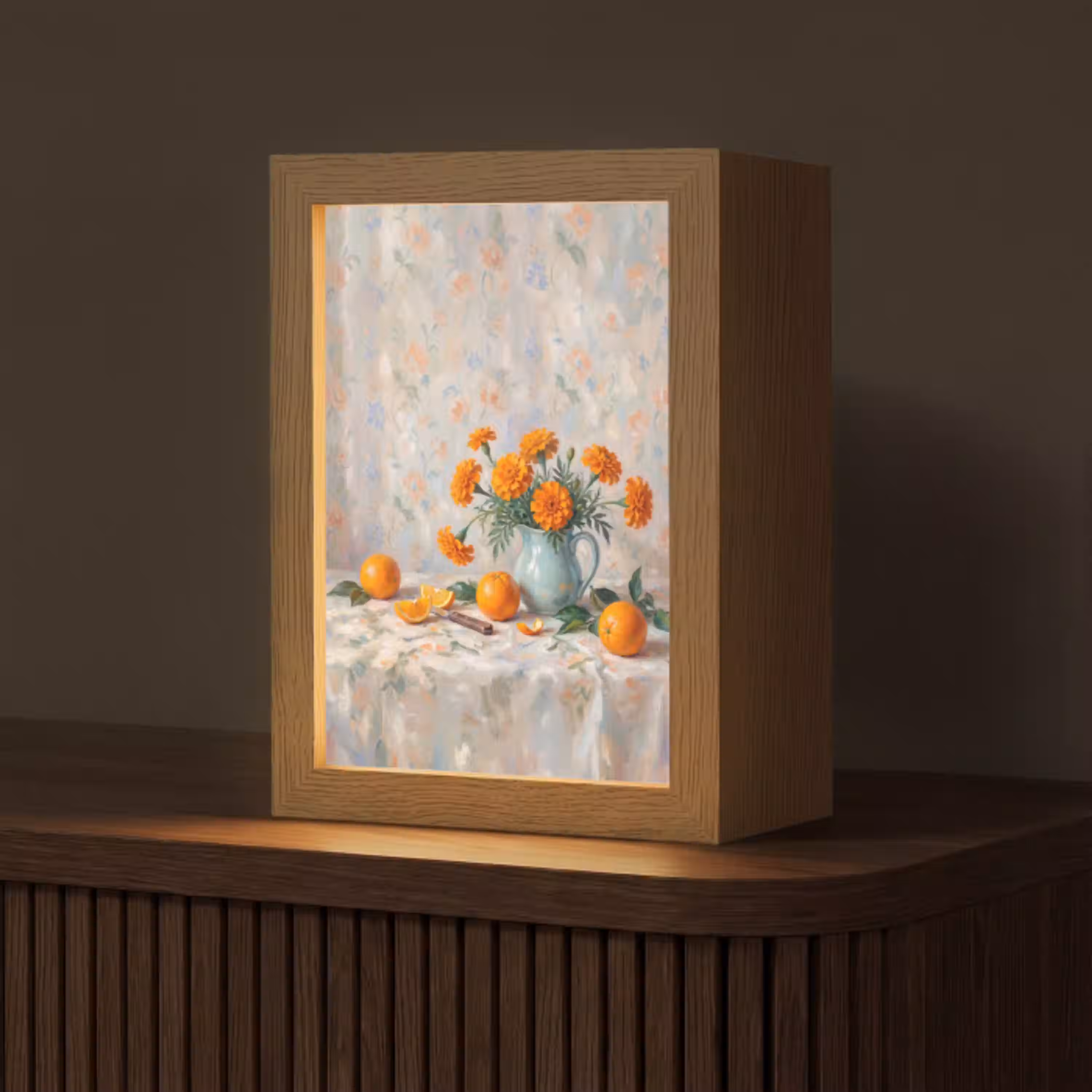 Eten - Oranje - Kunst Light Box met kabel (Tafellamp) klein -z3d_website
