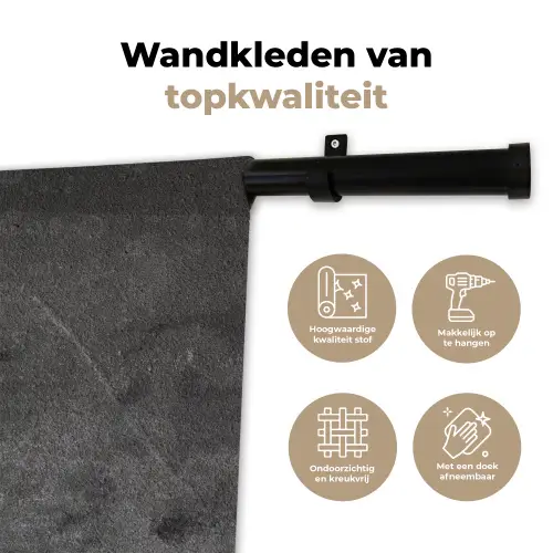 Beton - Grijs - Lijn - Vormen Wandkleed katoen klein -sfeer2