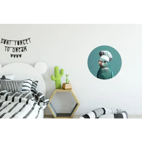 Parkiet - Vogel - Koksmuts - Cute Wandcirkel aluminium klein -kinderkamer