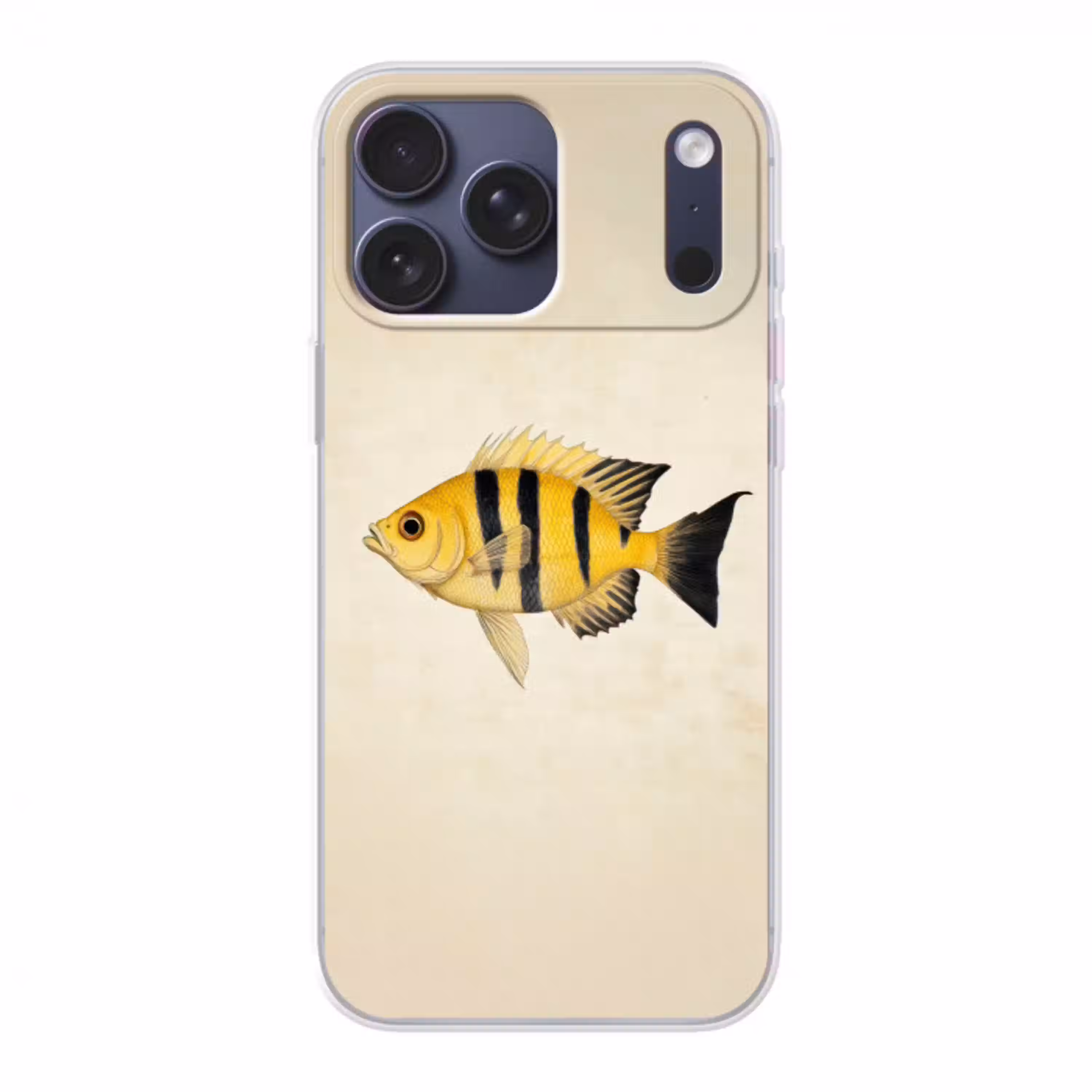 Geel - Vis - Strepen - Tropisch Telefoonhoesje iPhone 17 Pro Max klein -3d