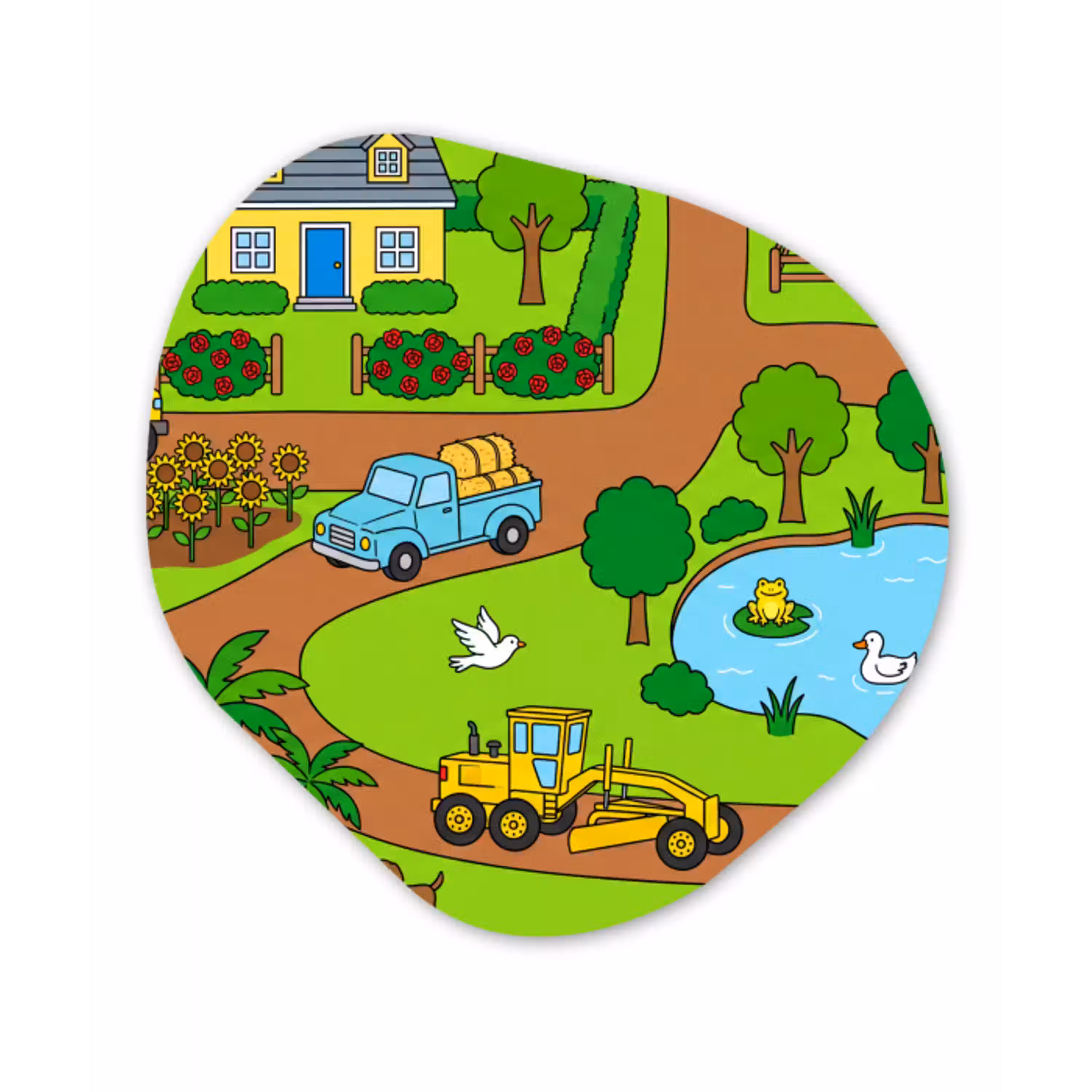 Platteland - Dieren - Cartoon Wandcirkel Organisch Aluminium middel -3d