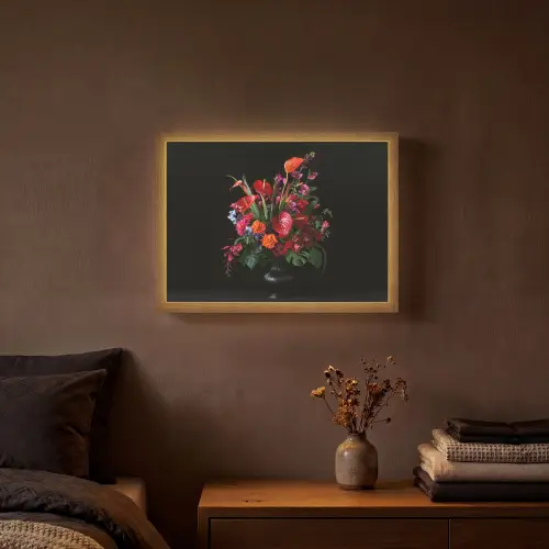 Bloemen - Boeket - Sierlijk Light Box met batterij (Wandlamp) middel -sfeer4