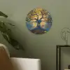 Boom - Levensboom - Blauw - Goud Akoestische PET Vilt - Rond klein -sfeer2