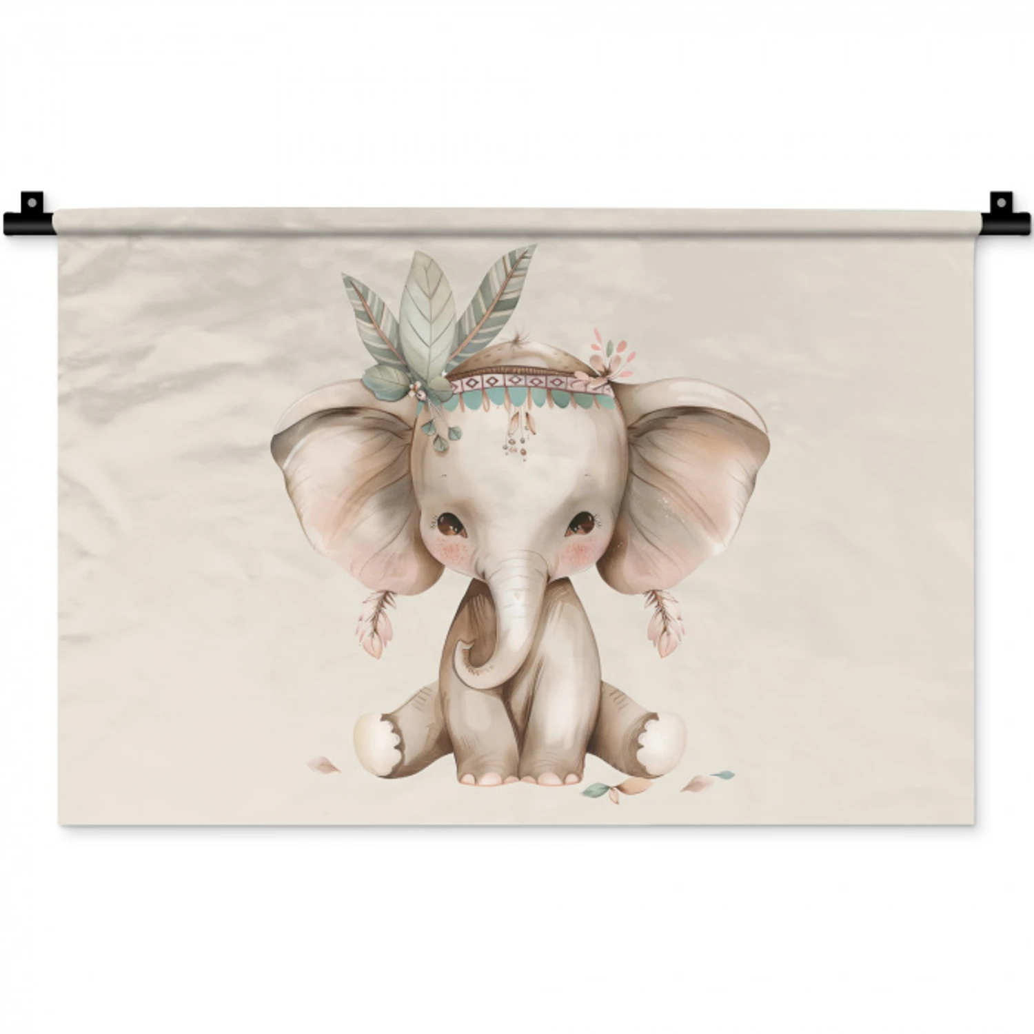 Olifant - Bohemian - Dieren - Boho Wandkleed katoen klein -zz3d