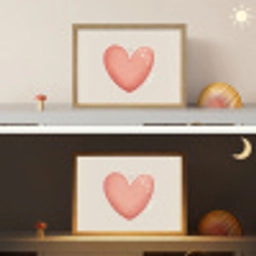 Rood - Hart - Beige Light Box met batterij (Wandlamp kind) middel -sfeer3_kind