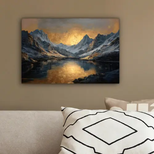 Berglandschap met Gouden Zonsondergang canvas 2cm klein -sfeer3