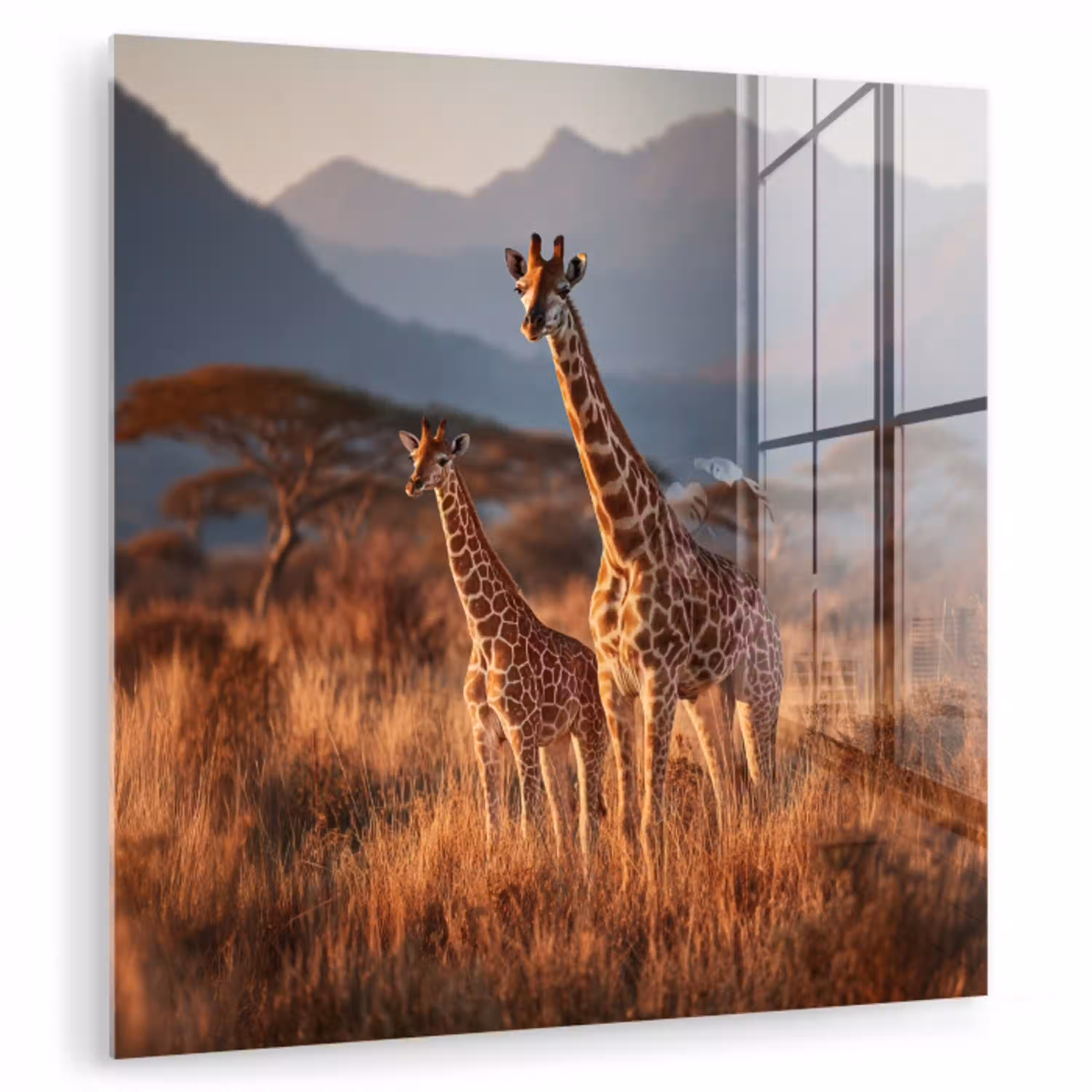 Giraffen - Hoog gras - Acaciabomen plexiglas 5mm klein -zzzproduct_nieuw