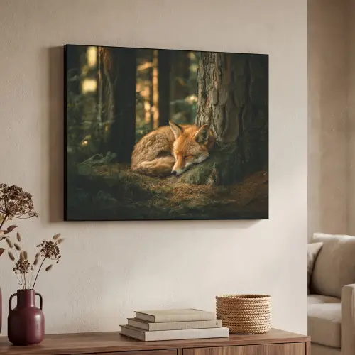Vos - Bos - Slapen Textielframe zwart klein -sfeer3