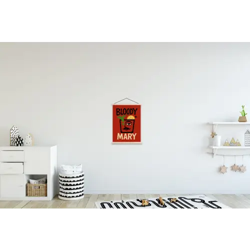 Cocktail - Art - Rood textielposter latten blank klein -kinderkamer