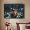Hert - Kerst - Winter - Sneeuw - Kerstkrans Textielframe zwart klein -sfeer1