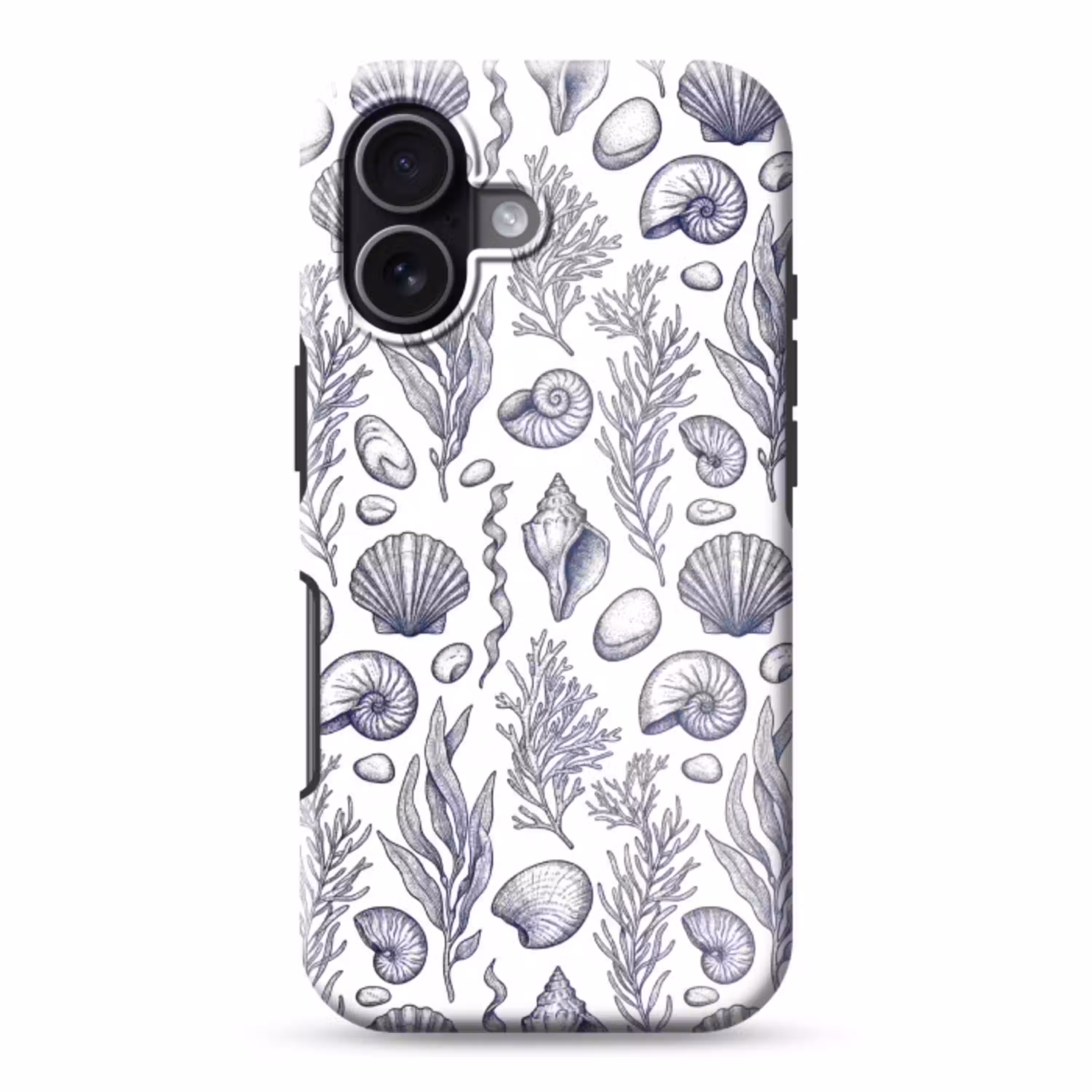 Schelpen - Zeewier - Oceaan - Illustratie - Blauw Toughcase MagSafe Apple iPhone 17 klein -3d