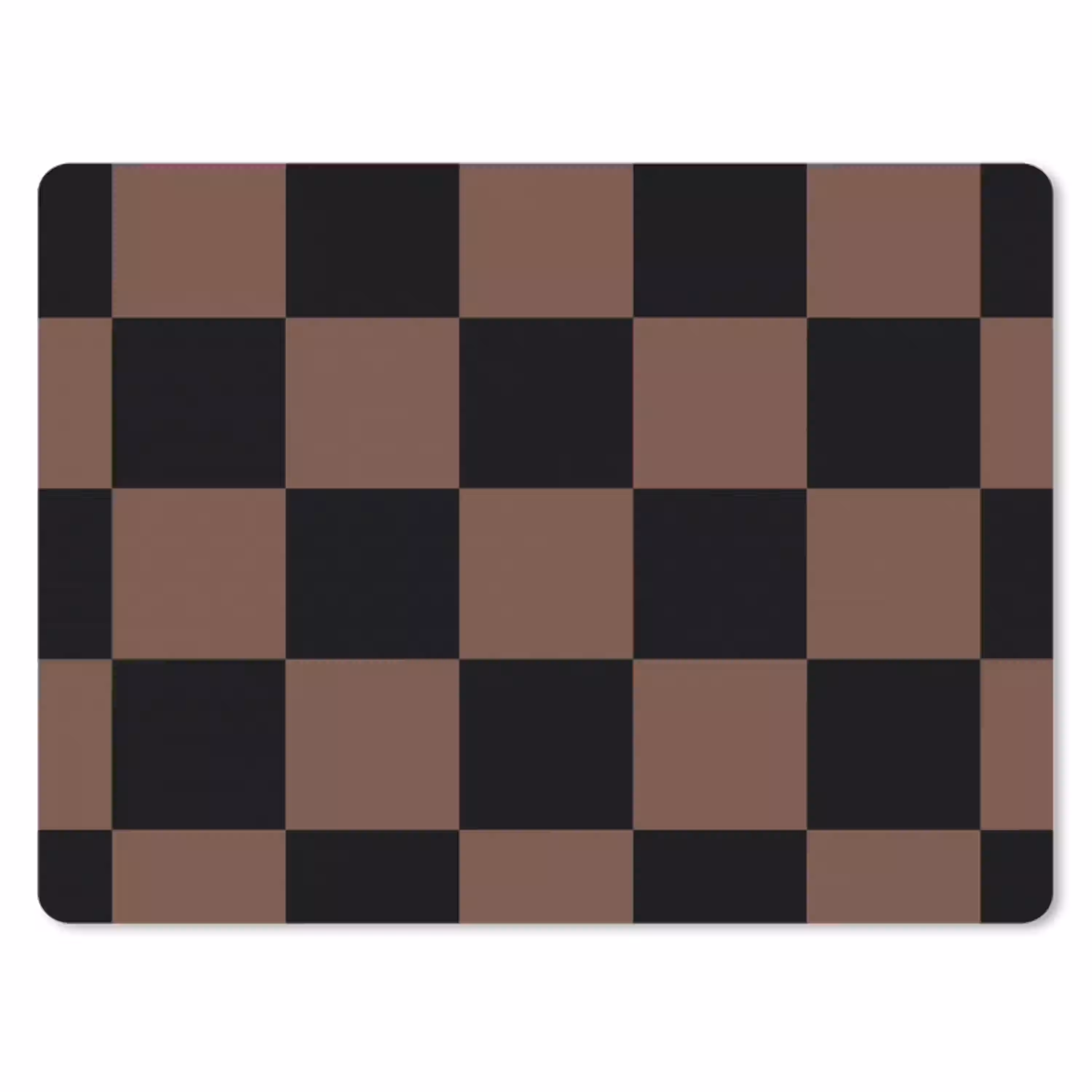Schaakbord print - Bruin - Zwart - Blokjes muismat rubber klein -3d