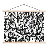 Vormen - Letters - Graffiti - Zwart textielposter latten blank klein -3d
