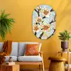 Bloesems - Wit - Mozaïek - Tak Wandcirkel Ovaal Glas middel -sfeer4