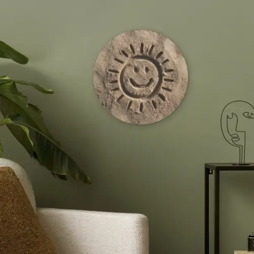 Gezichtje - Zon - Zand - Getekend Akoestische PET Vilt - Rond klein -sfeer2