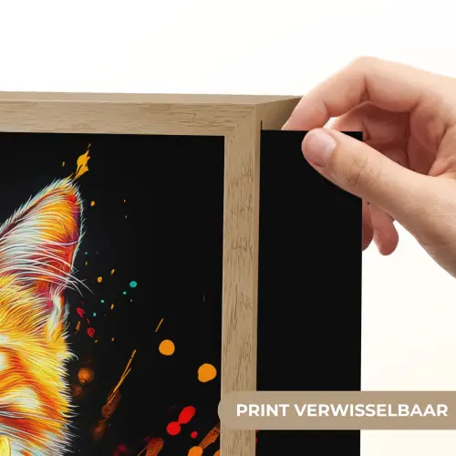 Kat - Eten - Patat - Graffiti - Abstract Light Box met batterij (Wandlamp) middel -USP_websiteprintNL