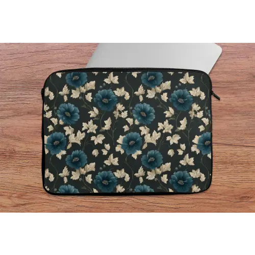 Botanisch - Bloemen - Blauw laptophoes neopreen klein 279 -tafel