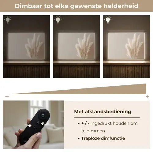Pampasgras - Pluimen - Pastel - Wit Light Box met batterij (Wandlamp) middel -USP_dimbaarNL