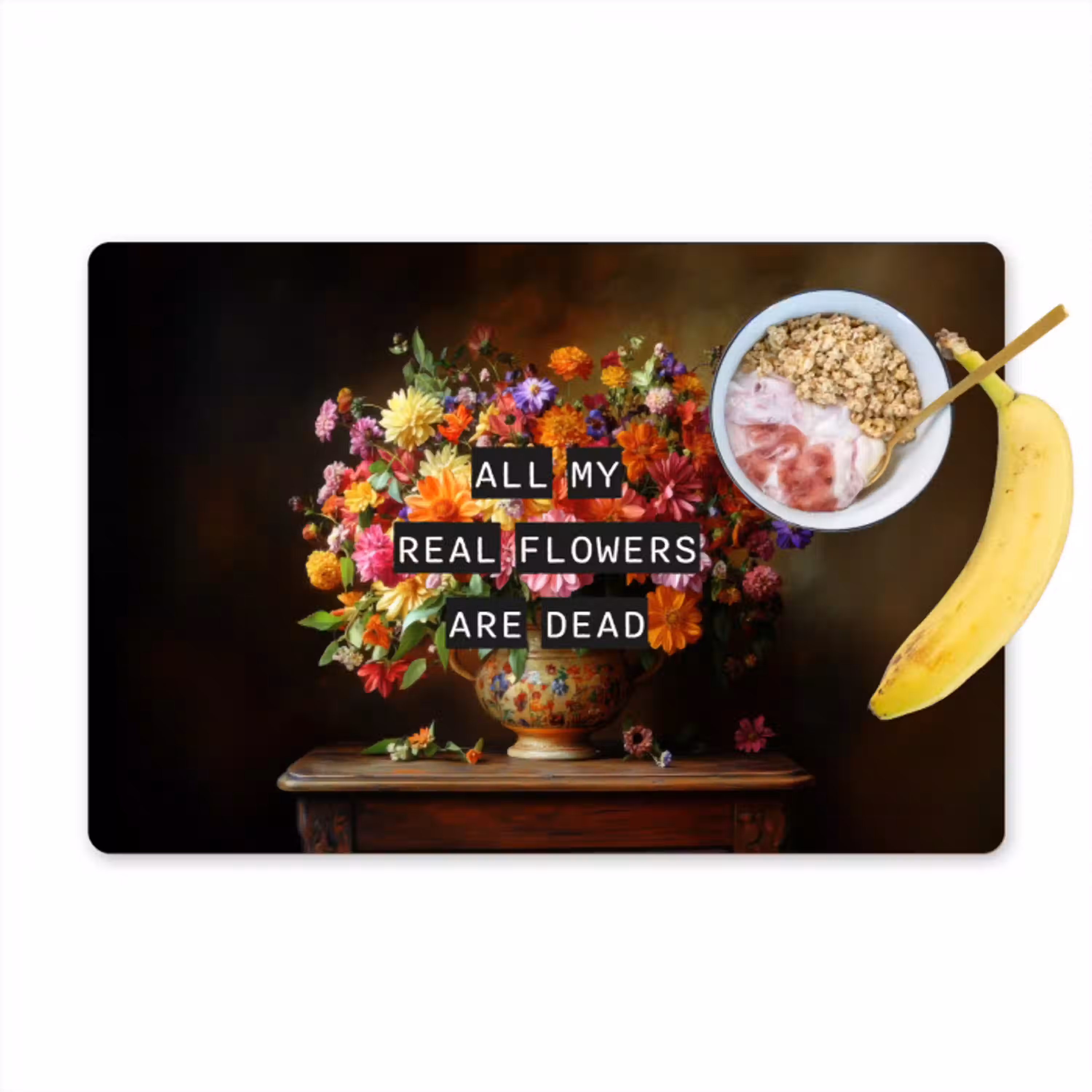 Kleur - Bloemen - Vintage - Bloemenvaas Placemat vinyl groot -zzzproduct_Kitchenyeah-website
