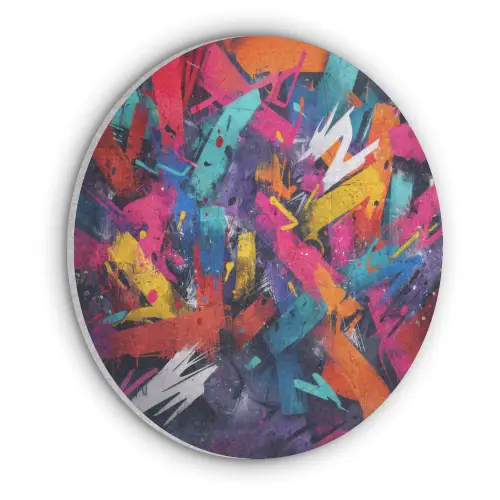 Abstract - Explosie - Neonkleuren Akoestische PET Vilt - Rond klein -3d