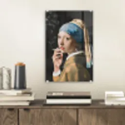 Meisje met de parel - Johannes Vermeer - Sigaretten plexiglas 5mm klein -sfeer1