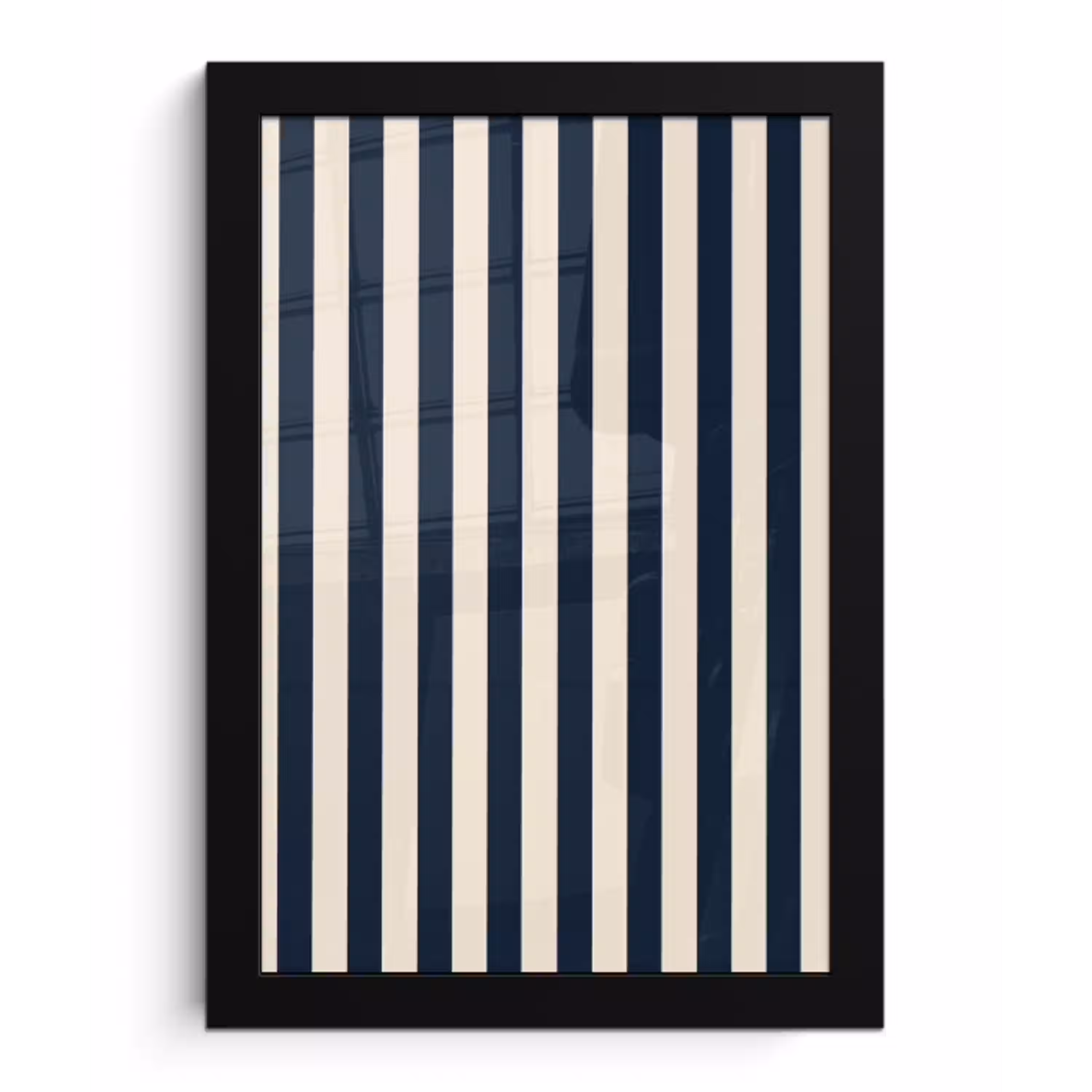 Verticale strepen - Blauw - Crème fotolijst zwart zonder passe partout klein 224 -3d