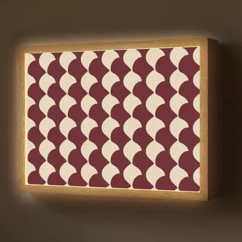 Rood - Tegelpatroon - Crème Light Box met batterij (Wandlamp) middel 907 -z3d_website