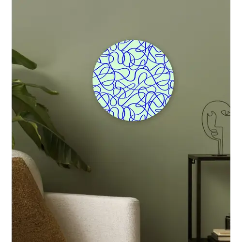Mint - Blauw - Lijnen - Abstract Wandcirkel plexiglas klein 852 -sfeer3