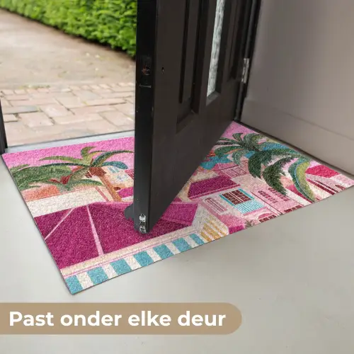 Stad - Roze - Palmbomen Deurmat klein -USP_NL