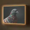 Duif - Bloemen - Zwart Light Box met batterij (Wandlamp) middel -z3d_website